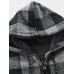 Mens Vintage Plaid Warm Zipper Warm Hooded Sweater Jacket