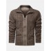 Mens Zip Front Lapel Slant Pocket Casaul Teddy Jacket