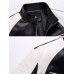 Mens Contrast Patchwork Washed Motorcycle PU Leather Jacket With Pocket