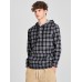 Mens Plaid Half Button Corduroy Preppy Drawstring Hoodies With Pocket