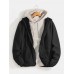 Mens Solor Color Warm Fleece Reversible Stand Collar Jacket With Pocket