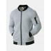 Mens Textured Baseball Collar Zip Front Solid Casual Jacket With Pocket