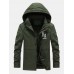 Mens Thicken Fleece Lined Warm Outdoor Casual Hooded Parkas