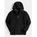 Mens Warm Fluffy Zipper Reversible Polar Fleece Pocket Long SLeeve Jacket