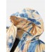 Mens Tie  Dye Double Flap Pockets Zipper Thick Loose Hooded Jacket