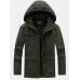 Mens Winter Thicken Fleece Lined Multi  Pocket Outdoor Casual Cotton Hooded Parkas