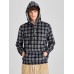 Mens Plaid Half Button Corduroy Preppy Drawstring Hoodies With Pocket