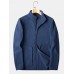 Mens Solid Color Soft Fleece Pocket Pullover Jacket