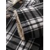 Mens Vintage Plaid Multi Pocket Warm Faux Fur Lined Hooded Jacket