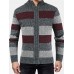 Mens Striped Graphics Knitting Zipper Warm Long Sleeve Sweater Jacket