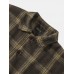 Mens Vintage Plaid Warm Lamb Wool Lined Lapel Pocket Jacket