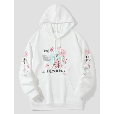 Mens Sakuras Poster Letter Printed Long Sleeve Hoodies