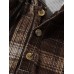 Mens Plaid Corduroy Half Button Preppy Drawstring Hoodies