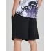 Mens Pattern Textured Loose Mid Length Drawstring Shorts