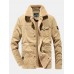 Mens Warm Fleece Lined Pocket Cargo Jacket With Pocket