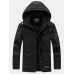 Mens Winter Thicken Fleece Lined Multi  Pocket Outdoor Casual Cotton Hooded Parkas