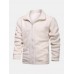 Mens Zip Front Lapel Slant Pocket Casaul Teddy Jacket