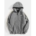 Mens Solid Color Zipper Shearling Warm Hooded Jackets