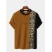 Mens Letter Animal Skin Spliced Patchwork Short Sleeve T  Shirts