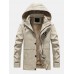 Mens Thicken Fleece Lined Warm Outdoor Casual Hooded Parkas