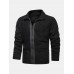 Mens Zip Front Lapel Slant Pocket Casaul Teddy Jacket