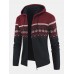 Mens Tribal Pattern Hooded Long Sleeve Warm Fleeve Lined Knitting Sweater Jacket