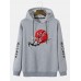 Mens Wintersweet Print Chinese Long Sleeve Hooded Sweatshirts