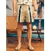 Men Striped Print Belted Wide Legged Above Knee Length Casual Shorts