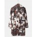 Mens Abstract Printing Mid  Length Single  Breasted Trench Coats