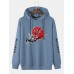 Mens Wintersweet Print Chinese Long Sleeve Hooded Sweatshirts