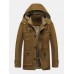 Mens Winter Thicken Fleece Lined Mid  Length Warm Parka With Removable Hood