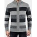 Mens Striped Graphics Knitting Zipper Warm Long Sleeve Sweater Jacket