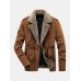 Mens Vintage Corduroy Solid Color Thicken Fleece Lapel Casual Warm Jacket