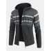 Mens Tribal Pattern Hooded Long Sleeve Warm Fleeve Lined Knitting Sweater Jacket