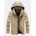 Mens Thicken Fleece Lined Warm Outdoor Casual Hooded Parkas