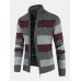 Mens Striped Graphics Knitting Zipper Warm Long Sleeve Sweater Jacket