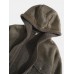 Mens Warm Faux Suede Long Sleeve Shearling Lined Hooded Coats With Pocket