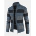 Mens Striped Graphics Knitting Zipper Warm Long Sleeve Sweater Jacket