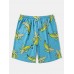 Men Allover Bananas Print Board Beachwear Loose Fit Wide Legged Shorts