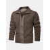 Mens Zip Front Lapel Slant Pocket Casaul Teddy Jacket