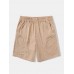 Mens Solid Color Zip Pocket Casual Elastic Waist Shorts